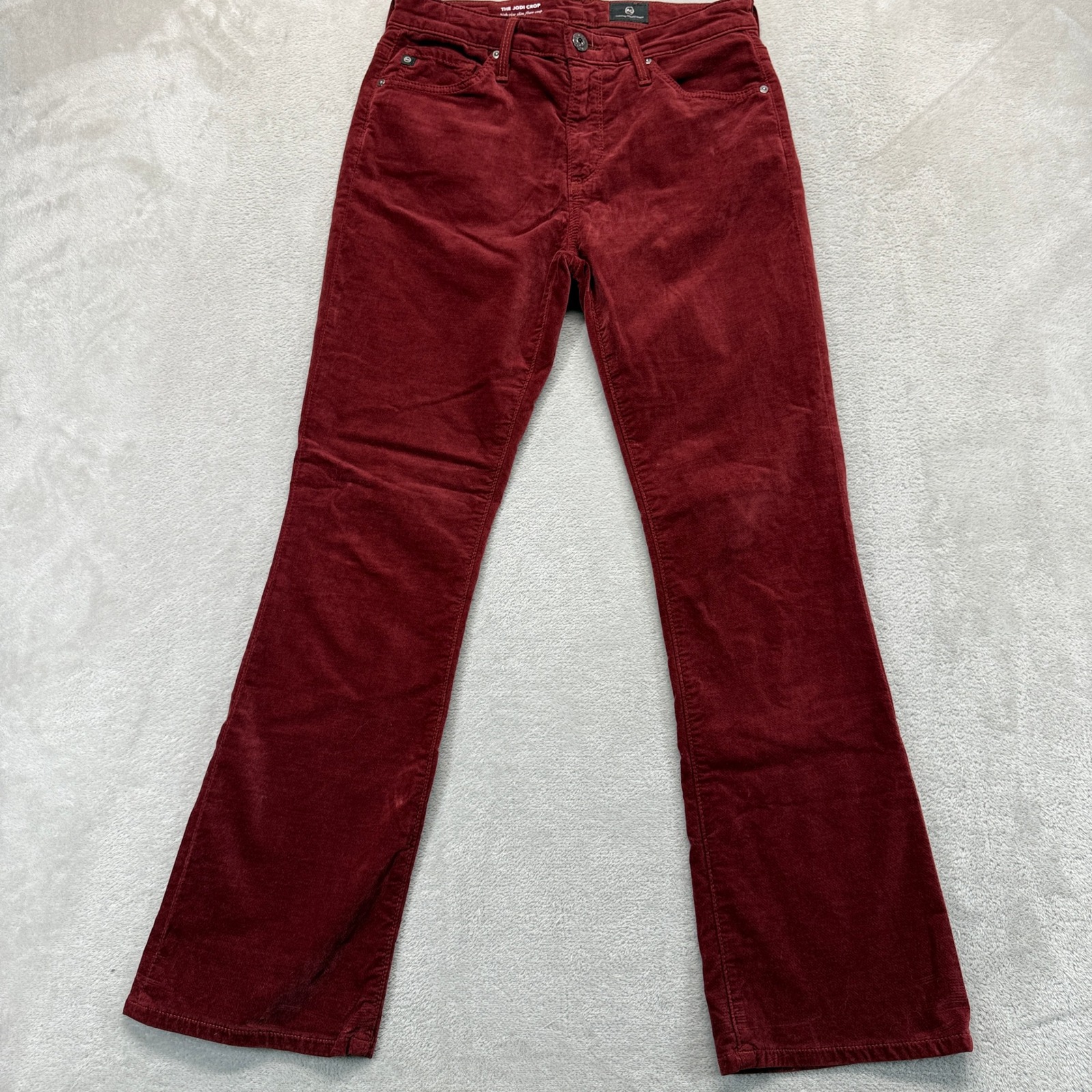 Ag Adriano Goldschmied Pants Womens 25 The Jodi Crop Burgundy Hi Rise Slim Flare